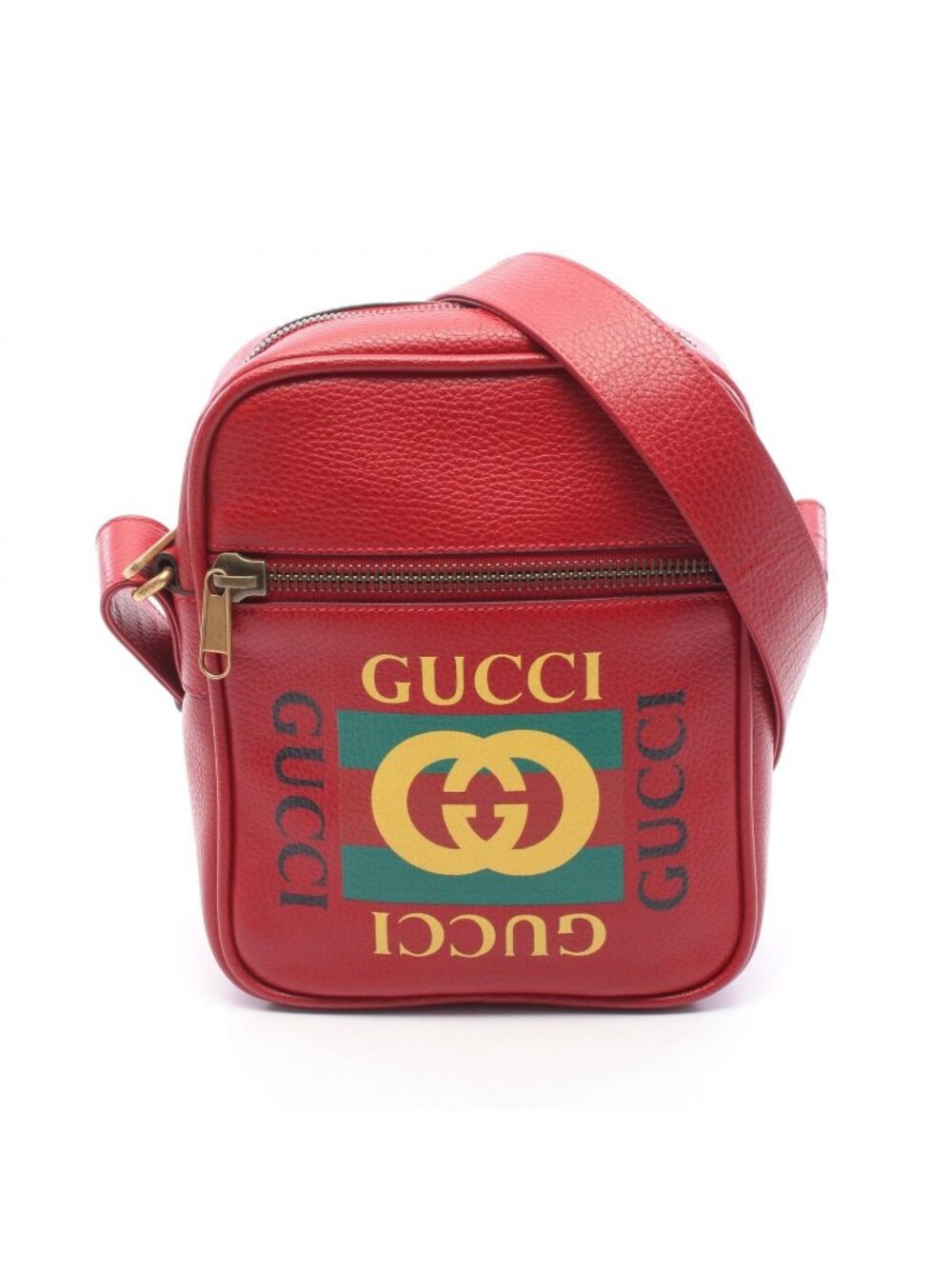 Gucci Shoulder Bag Print Red Green Yellow Leather Logo